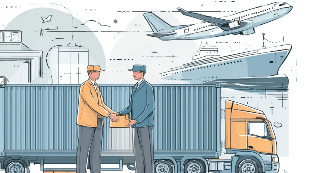 A pallet of industrial goods with slight damage being documented during receiving, relevant to risk management in chemical logistics.