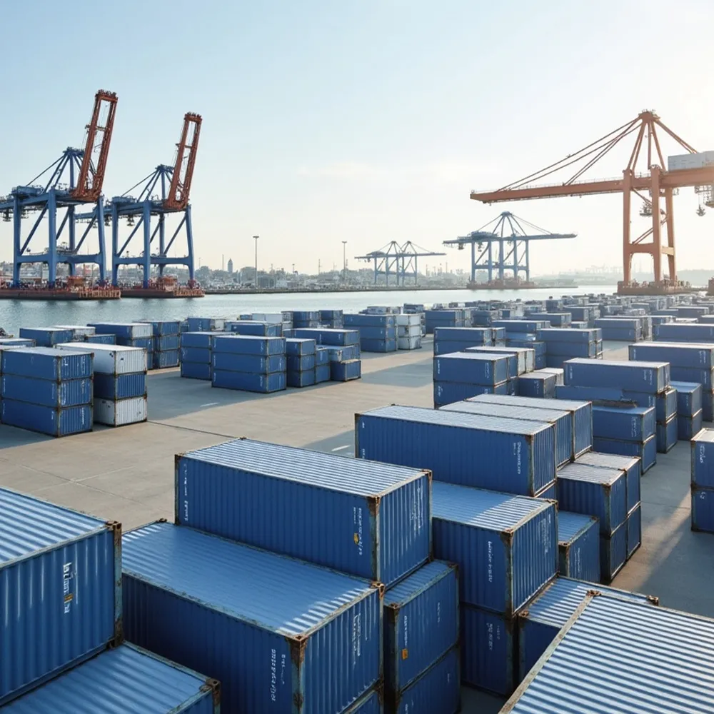 S-PVC pallets being loaded into a shipping container, essential for landing steps.