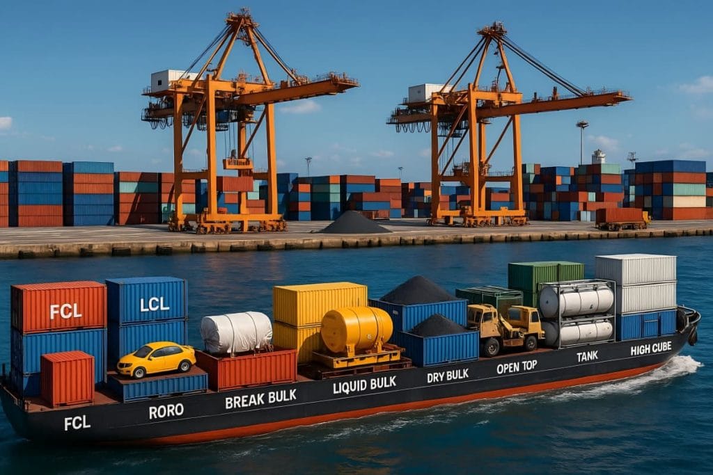 HDPE vs LLDPE for Film & Blow: 5 Crucial Factors 7 Container ship at a busy global port, representing international logistics for plastic resin.