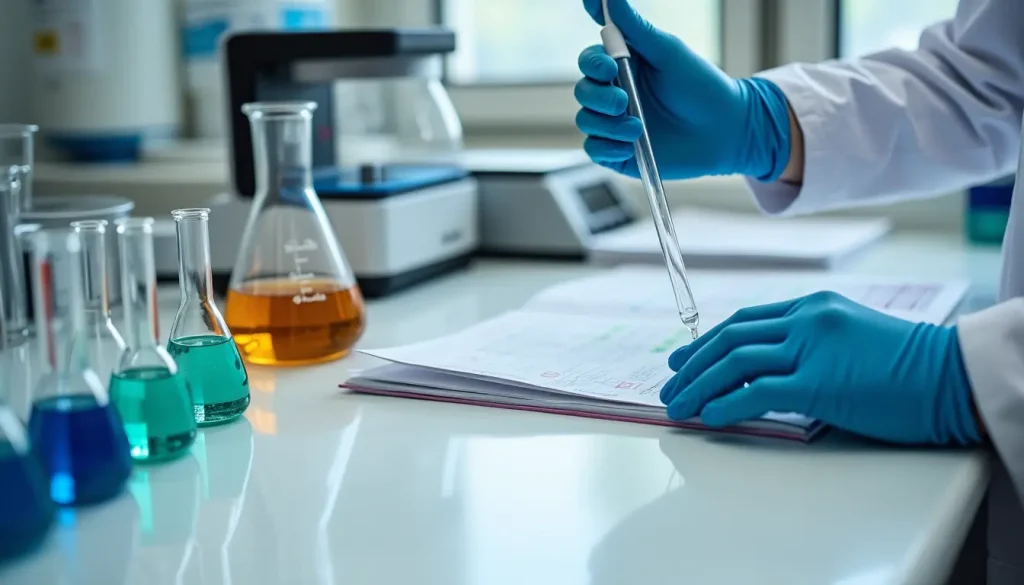 Close-up of a Certificate of Analysis for Mea chemical